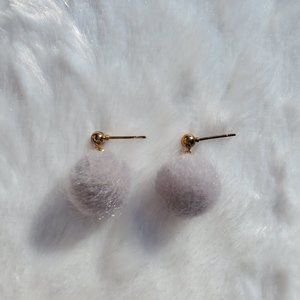 Gold Studded Gray Ball Earrings